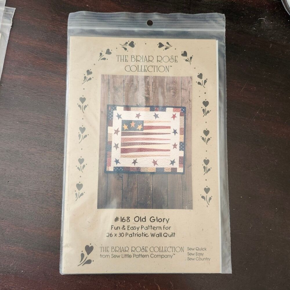 The Briar Rose Collection #168 Pattern Old Glory Wall Quilt 26x30" Patriotic